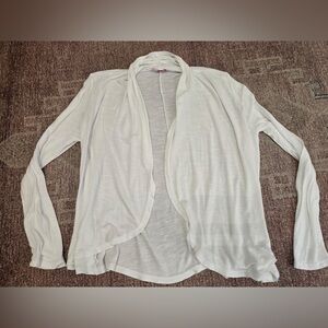 Fresh produce white lightweight jersey knit long sleeve cardigan med/lg